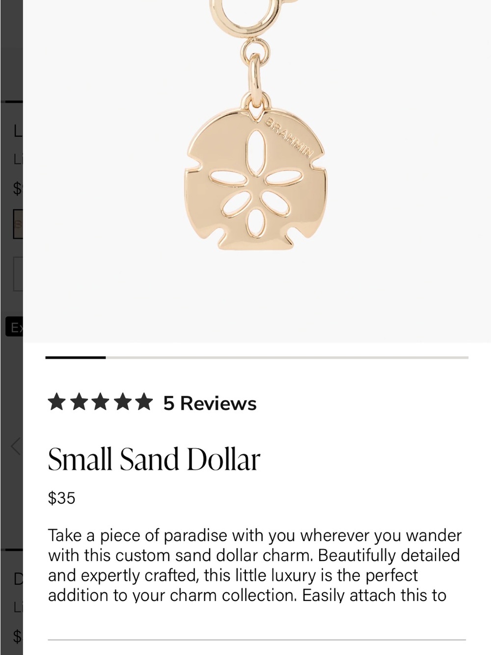 Brahmin Gold Charm Set - Butterfly, Sand Dollar & Pearl Medallion - Picture 3 of 4